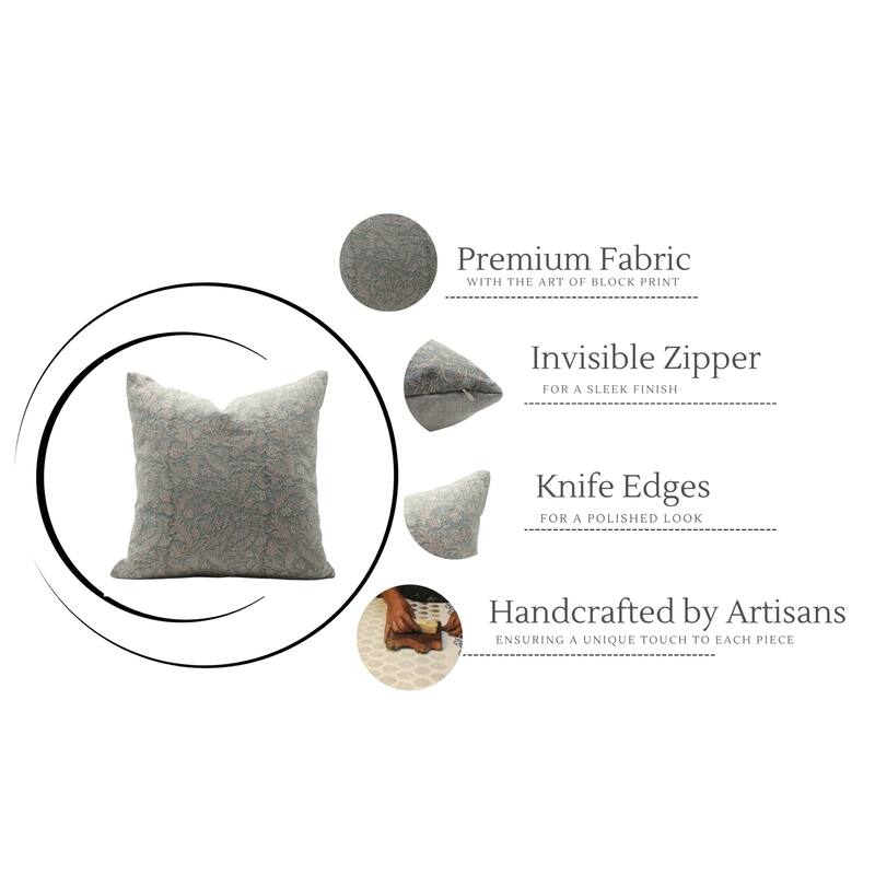 Fabdivine Block Print Linen Cushion Cover Boho Floral Sofa Couch Decoration