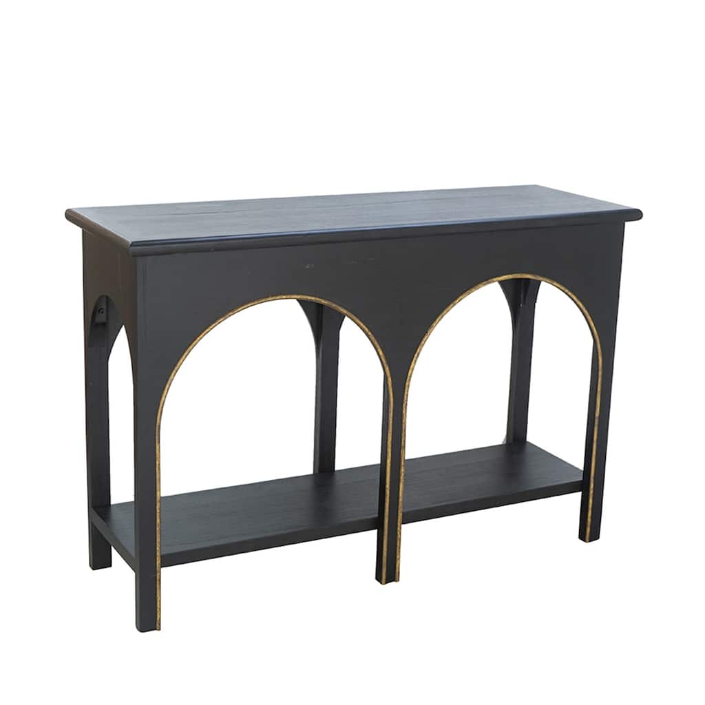 Black Gold Console Table Decorative Table with Shelf, Side Table Sofa Table Coffee Table for Living Room