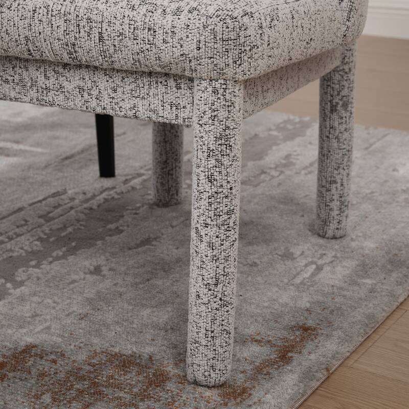 21.46" Wide Modern Minimalist Dining Chair Set Of Two, Chenille Upholstered, Rubberwood Legs, High Curved Backrest