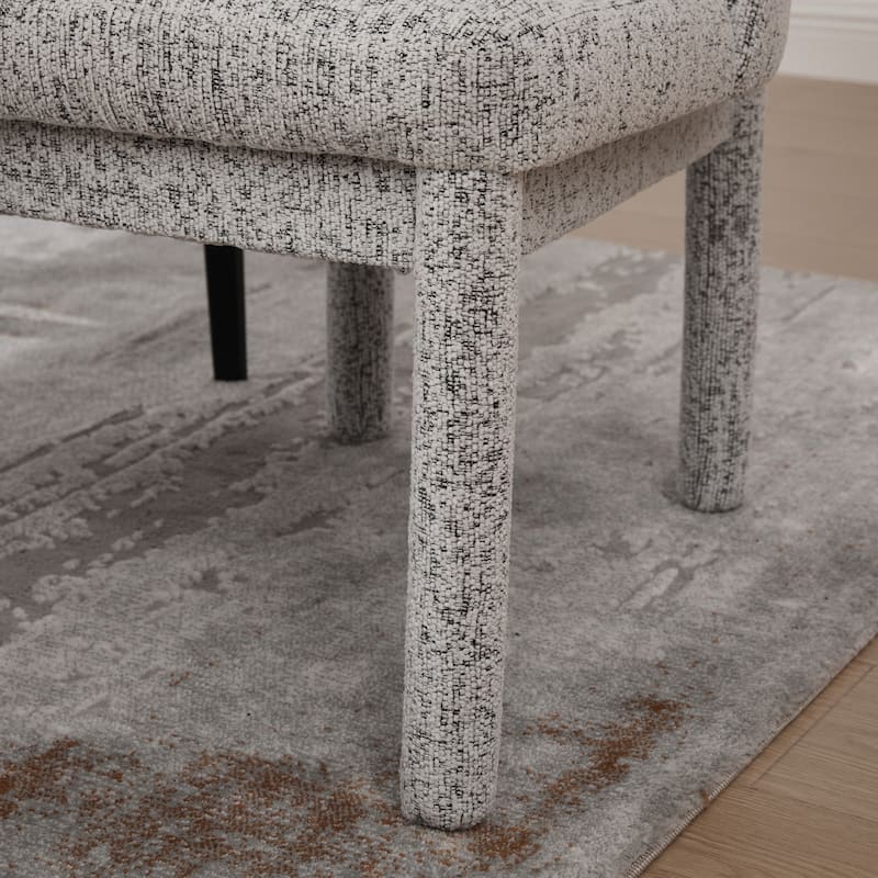 Chenille Upholstered Dining Chair Set of 2, Kitchen Side Chairs with Curved Backrest, Accent Chair with Rubberwood Legs