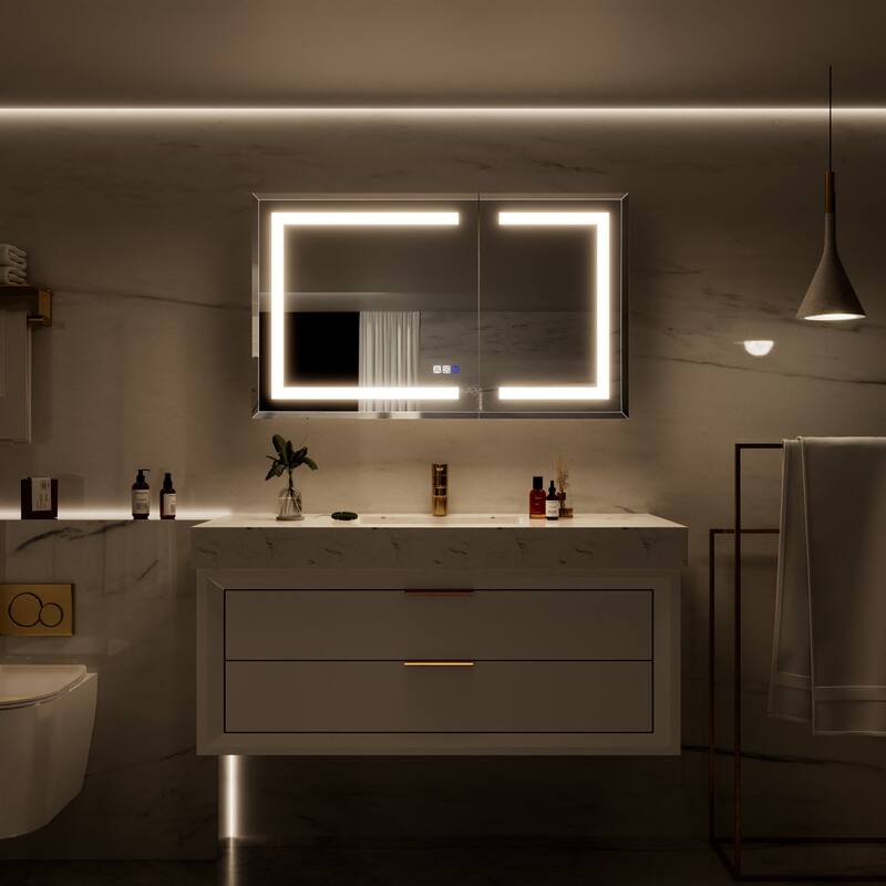 30-48'' W x 24'' H Surface or Recessed LED Bathroom Medicine Cabinet With Mirror,Defog & Quiet Hinges