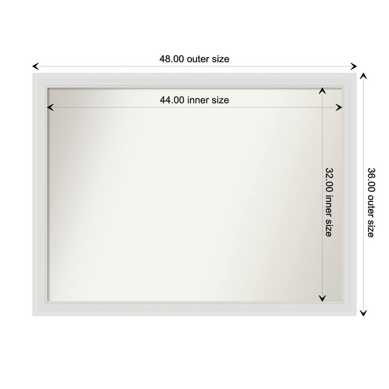 Flair Soft White Narrow Framed Non-Beveled Custom Wall Mirror, Bathroom Vanity Mirror - Outer Size: 48 x 36