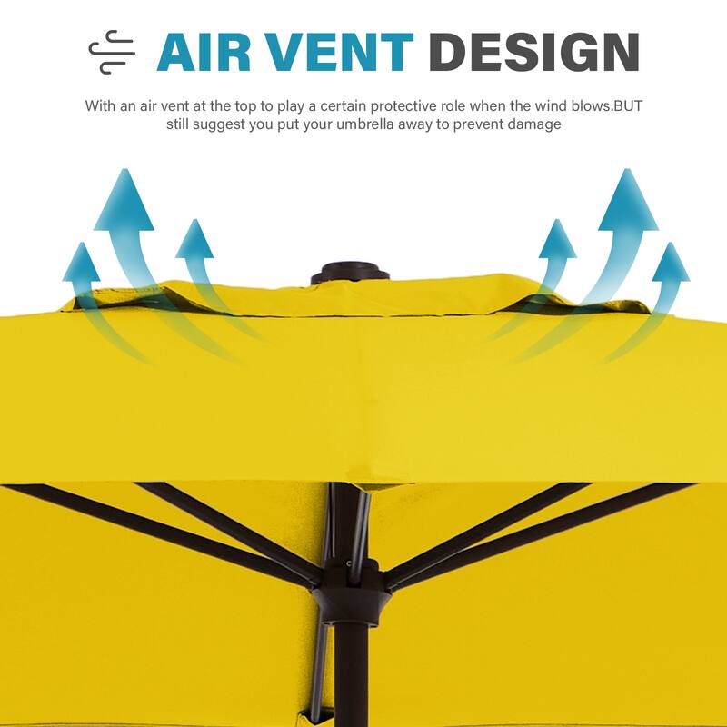 6.5*10ft Rectangular Patio Market Umbrella with Crank & Tilt, UV & Water-Resistant Canopy