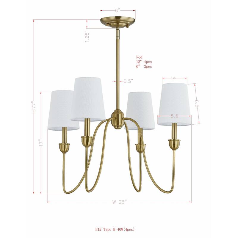 Portia 4-Light Chandelier, Gold