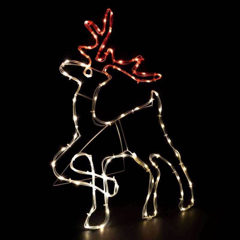 24" Lighted Standing Reindeer Silhouette Outdoor Christmas Decoration - White