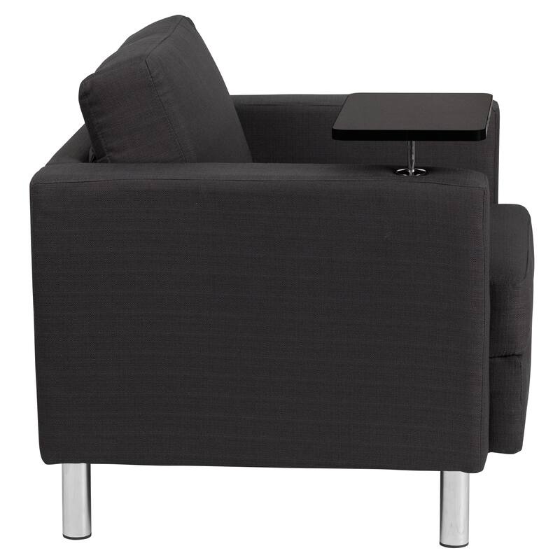 Guest Chair with Tablet Arm, Tall Chrome Legs and Cup Holder