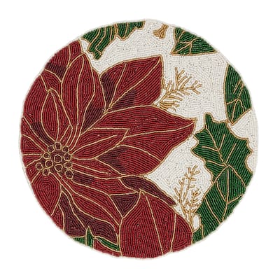 Sparkling Beaded Poinsettia Placemat (Set of 4)