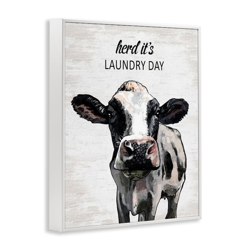Stupell Herd It's Laundry Day Cow Framed Giclee Art Design By Lettered and Lined