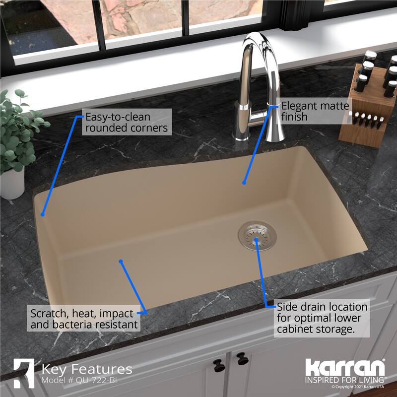 Karran Undermount Quartz Single Bowl Kitchen Sink