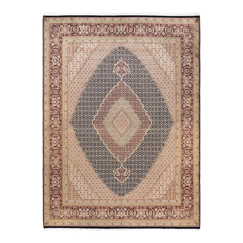 Overton Hand Knotted Wool Vintage Inspired Traditional Mogul Blue Area Rug - 9 x 12