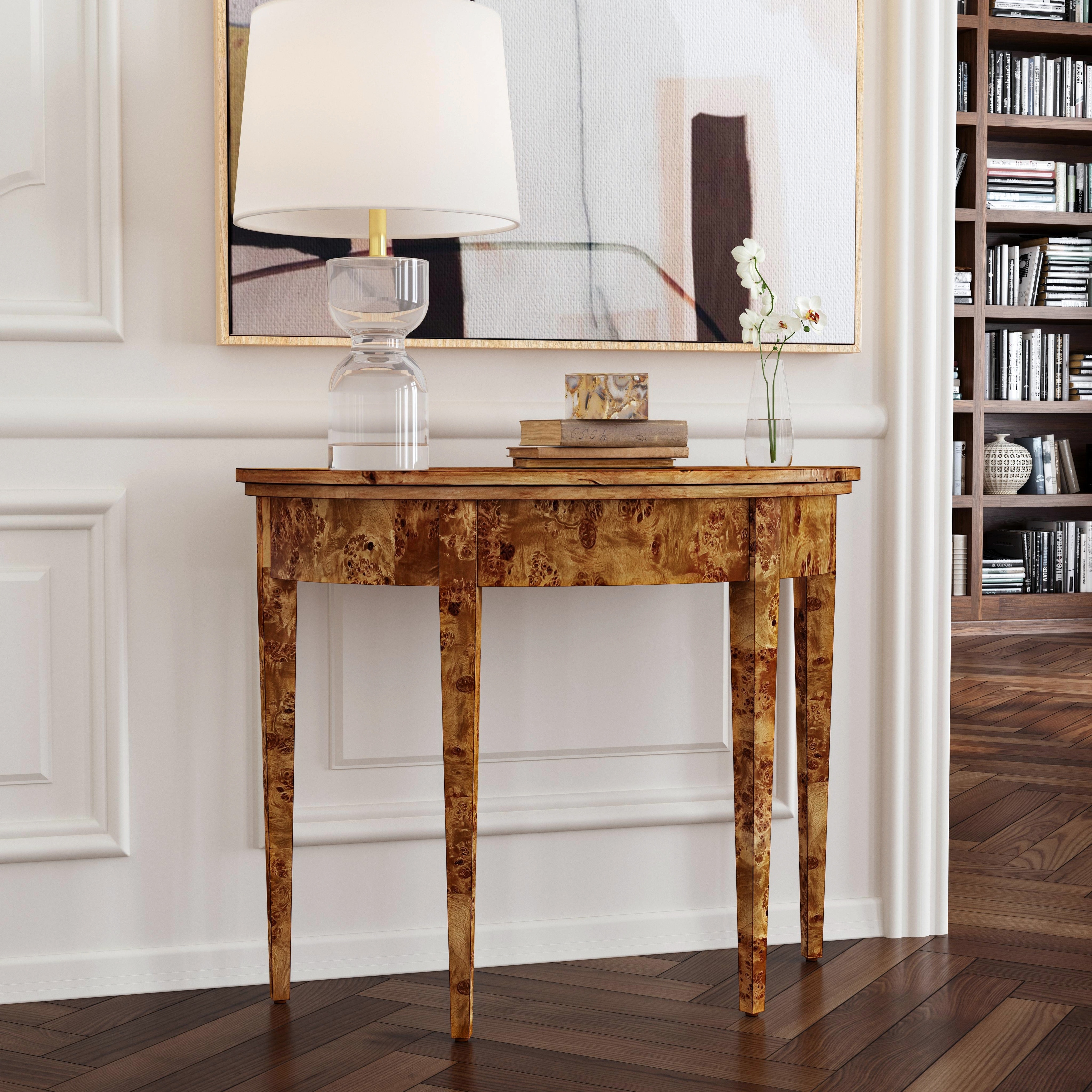 Hampton Demilune Burl 36" Console Table