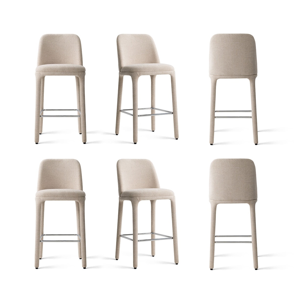 26.5" Seat Height Textured Fabric Counter Stool(Set of 6)