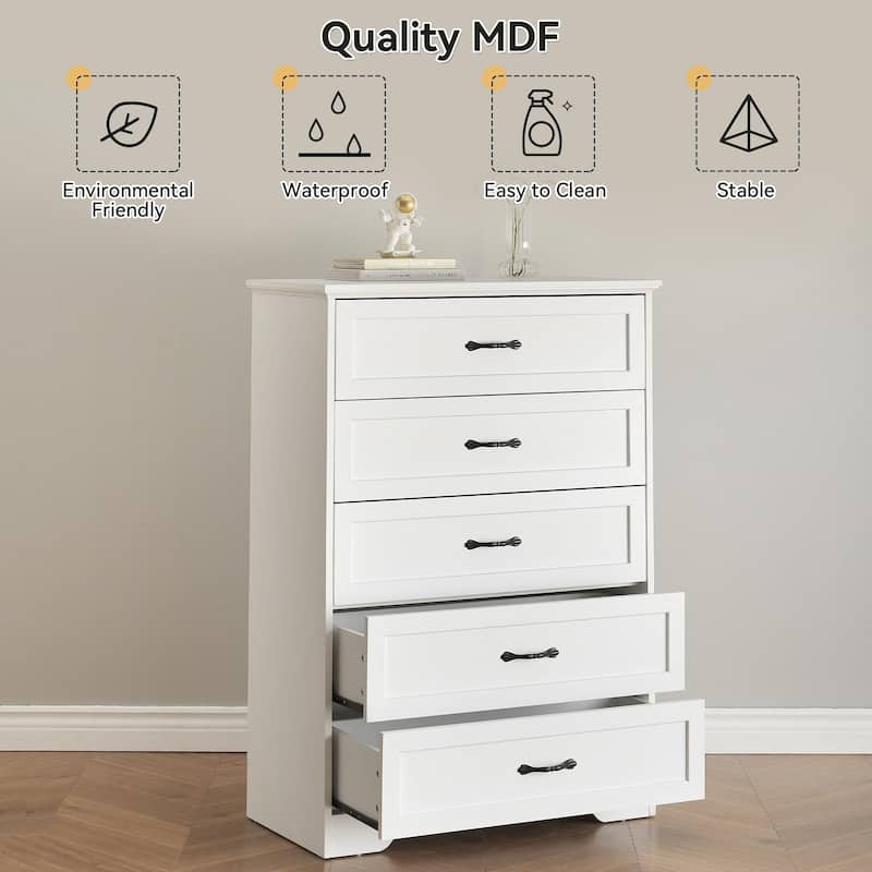 5/6 Drawer Dresser, Modern Wood Storage Chest Organizer for Clothes, Bedroom