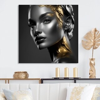 Designart 'Exquisite Beauty In Black And Gold II' Fashion Woman Metal