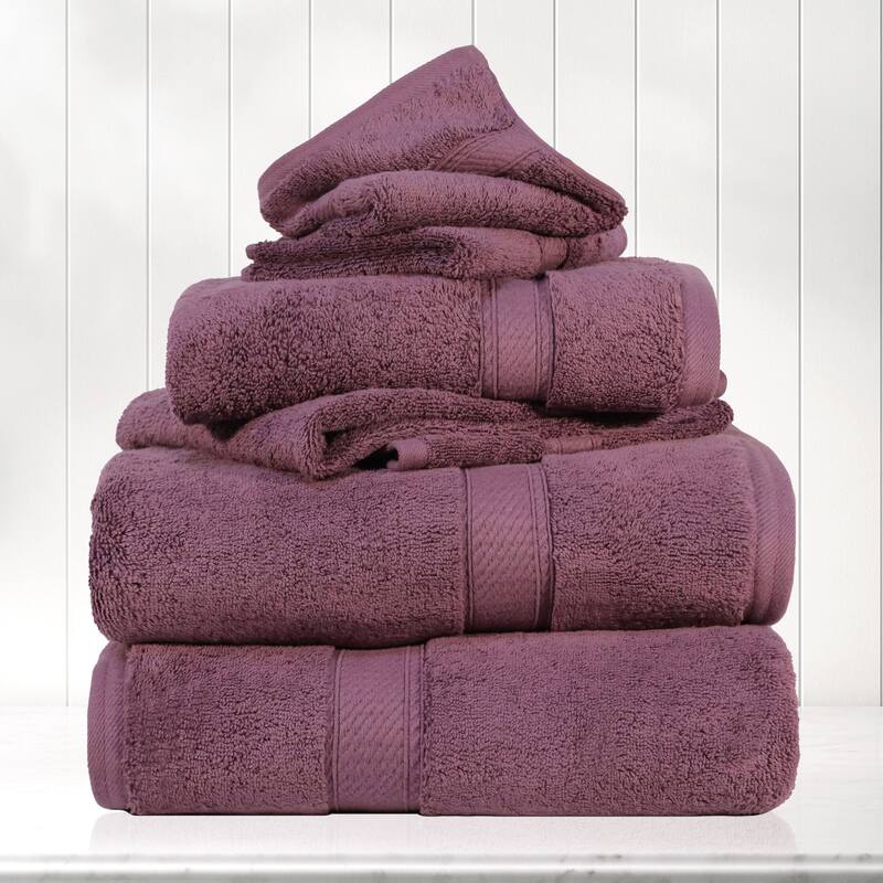 Blue Nile Mills Luxury 6-Piece Egyptian Cotton Towel Set, Thick Absorbent Bathroom Towels