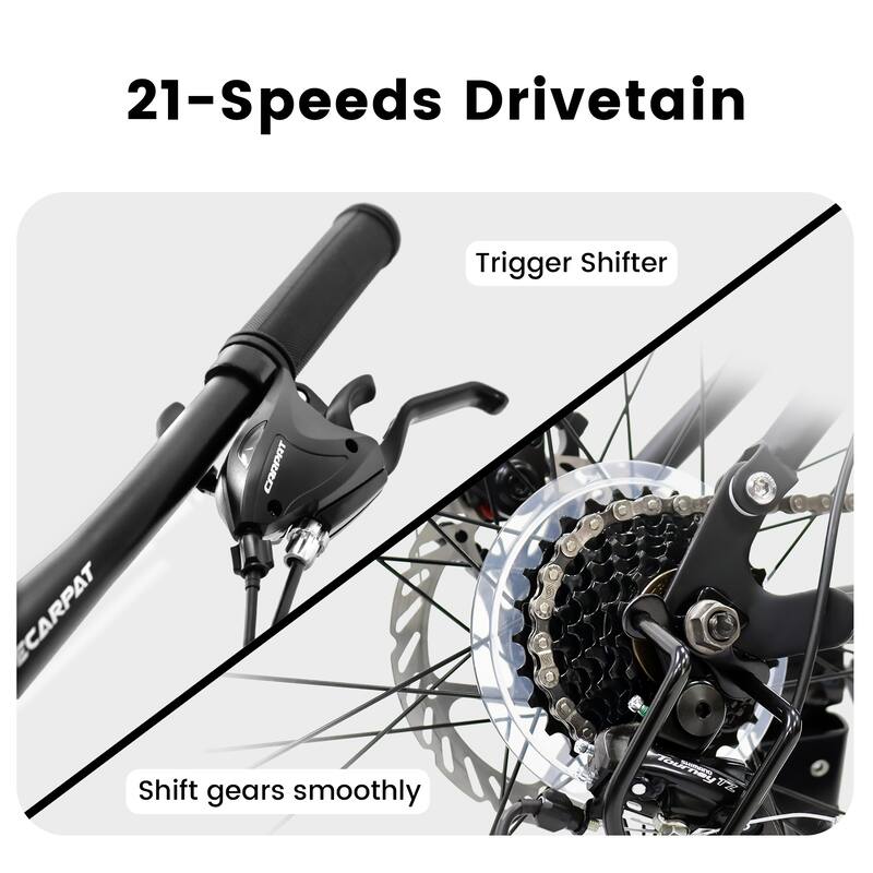 27.5 Inch Full Suspension Mountain Bike, Front and Rear Dual Shock Absorbers, Mechanical Disc Brakes, 21-Speed
