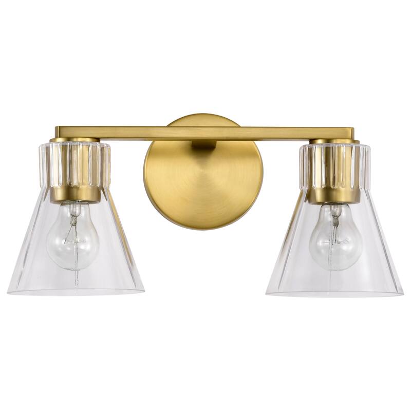 Gianna 2 Light Vanity Vintage Brass Finish Clear Glass - Vintage Brass