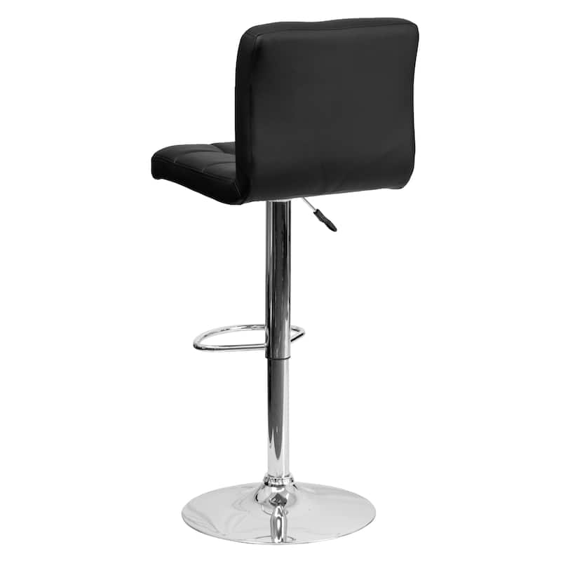 Contemporary Quilted Vinyl Adjustable Height Barstool with Chrome Base