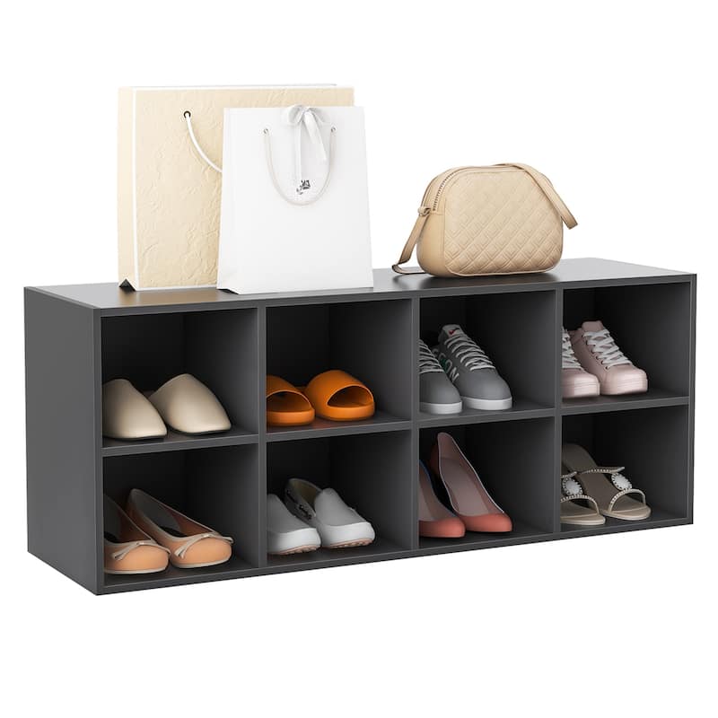 Costway 8 Cubbies Shoe Bench with 500 LBS Weight Capacity Cubby Shoe - See Details - Grey