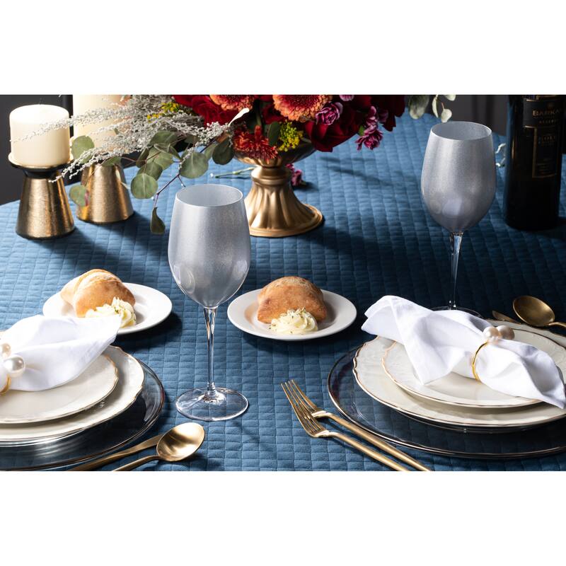 Majestic Gifts Inc. Glass Wine/Water Goblet Set/6 - Silver Glass W/ Clear Stem - 18 oz. Made in Europe