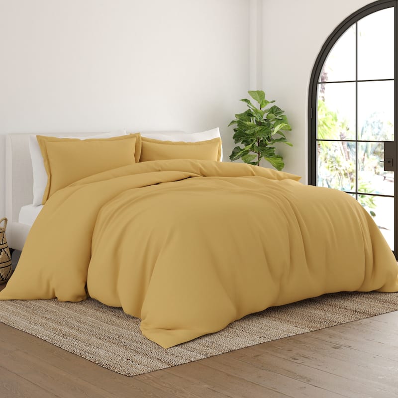 Simply Soft Ultra-soft 3-piece Duvet Cover Set - Gold - Twin - Twin XL