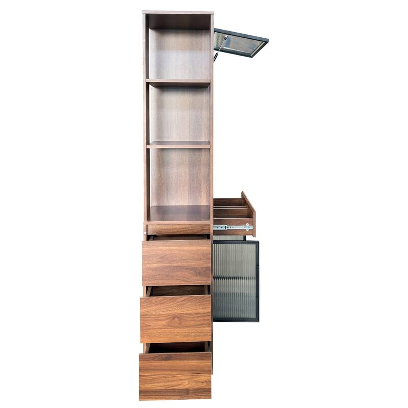 71" Tall Wooden Storage Cabinet for Hallway, Modern Multi-Functional Entrance Organizer