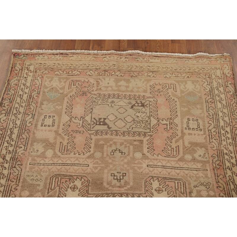 All-Over Ardebil Persian Vintage Runner Rug Handmade Wool Carpet - 3'10"x 10'3"