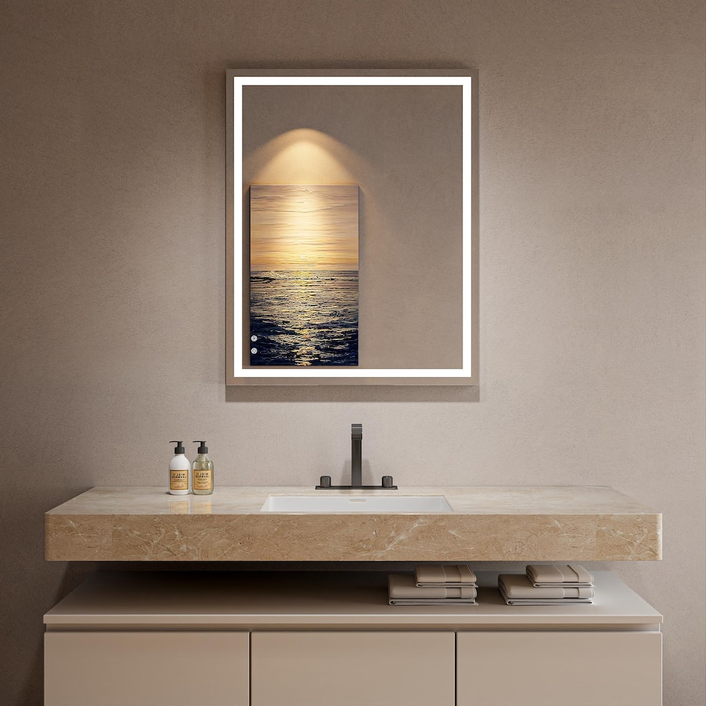 Frameless Rectangle Led Bathroom Mirror - 40X32 inches