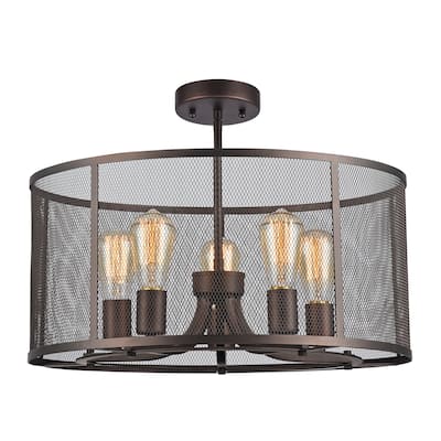 5-light Oil Rubbed Bronze Semi-Flush Mount