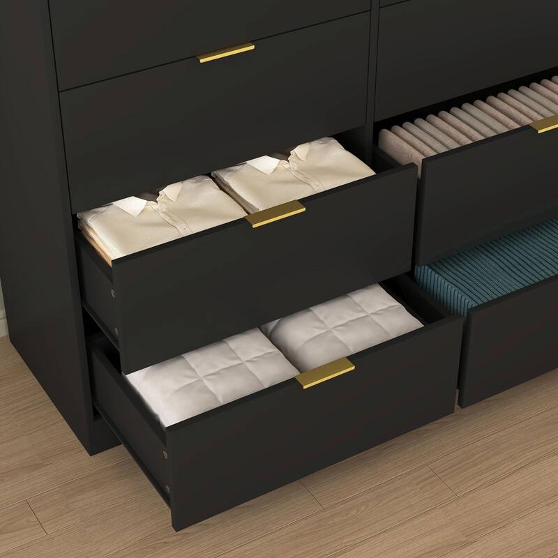 8-Drawer Tall Wood Dresser, Modern Handle-Free Storage Chest for Bedroom, Living Room or Hallway