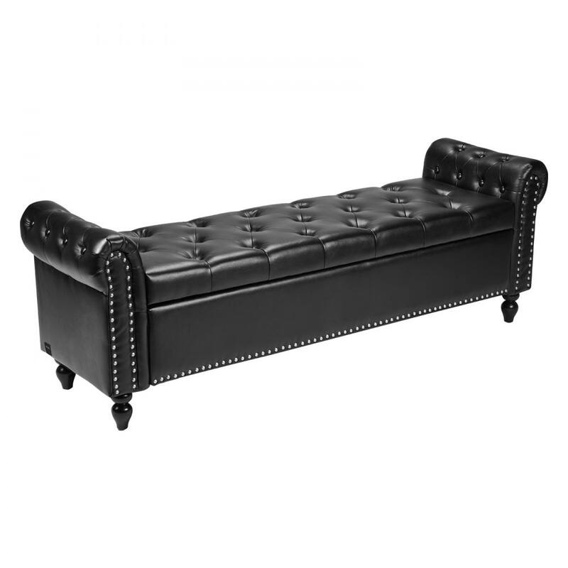 Modern PU Leather Storage Ottoman Bench with Soft-Close Hinges for Spacious Bedroom Organizer - 65.4”L x 22”W x 18”H