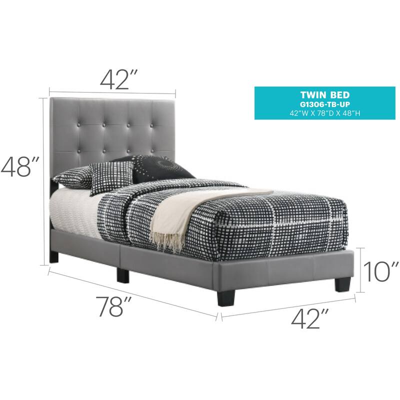 Twin Bed Frame Dark Grey, Upholstered Headboard & Footboard, Value Bed Set