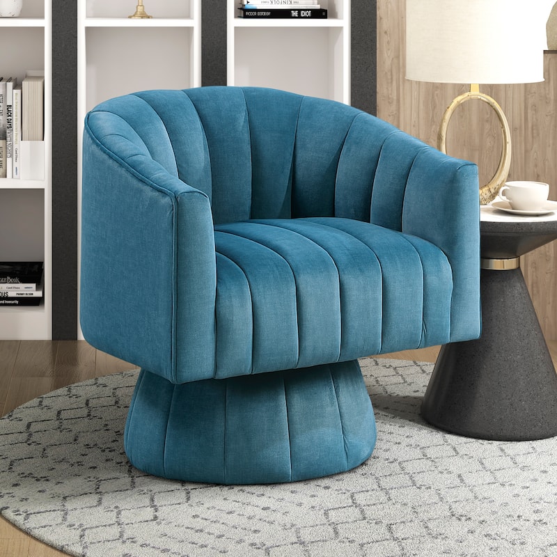Briar 27.5" Velvet Swivel Chair - 360-Degree Metal Swivel Base