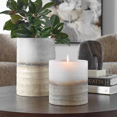 Ombre Cylindrical Glass Vases - 13" - Set of 2 - Bronze
