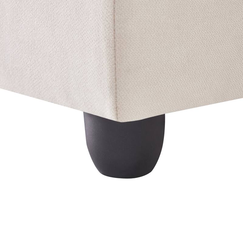 5-Seat Sofa Loveseat Convertible L-Shaped Sleeper Sofa, Vertical Stripe Seat Cushions Sectional Sofa with Ottoman & 2 Pillows