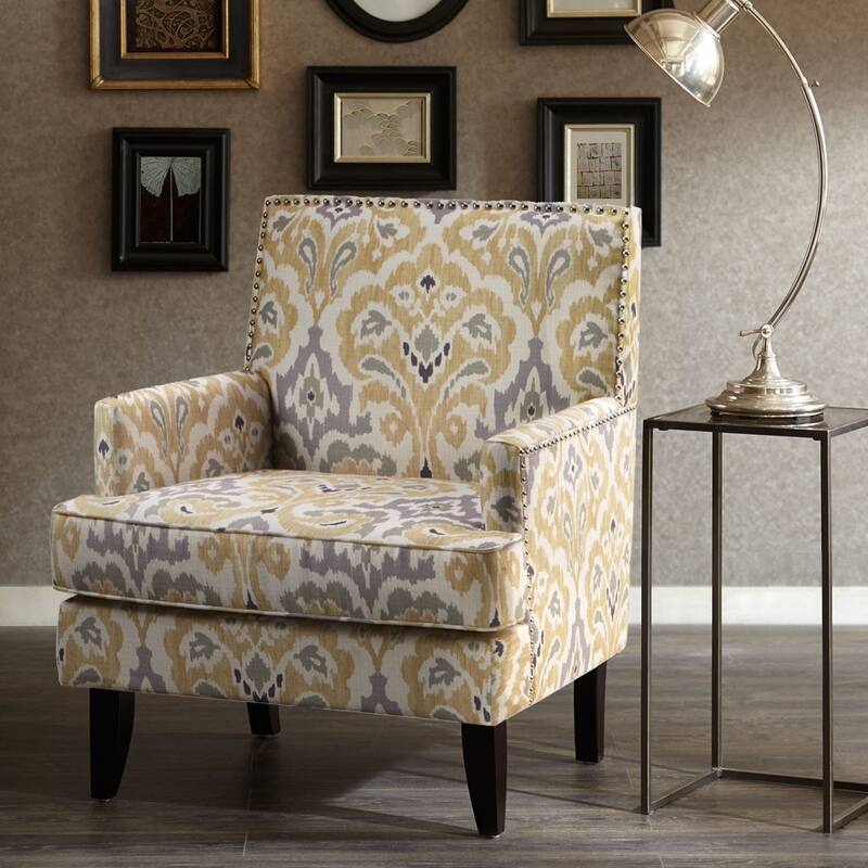 Modern Living Room Track Arm Club Chair - Grey Multi