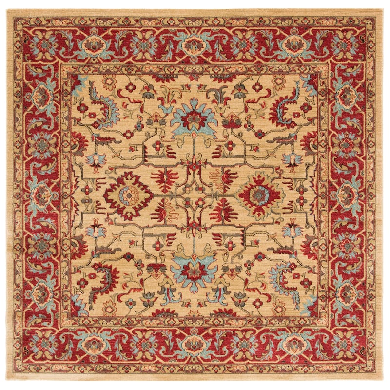 SAFAVIEH Mahal Marilynn Traditional Oriental Rug - 6'7" x 6'7" Square - Beige/Red - Square/Runner