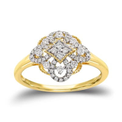 Auriya Vintage Art Deco Diamond Engagement Ring 1/4ct TDW 10K Gold