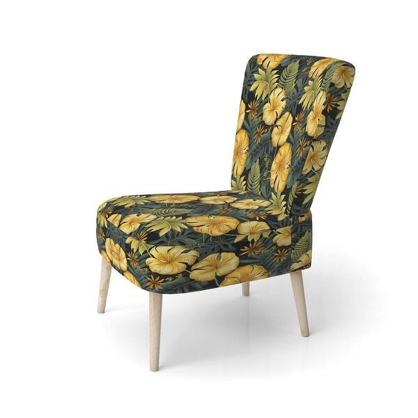 Designart "Monstera Magic Tropical Pattern" Upholstered Floral Accent Chair  - Tropical Side Chair in Multiple Color - Bed Bath & Beyond - 41811031