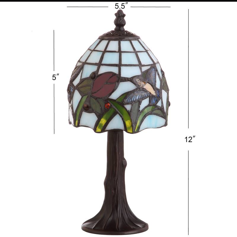 Campbell Tiffany-Style 12" LED Table Lamp, Bronze by JONATHAN Y