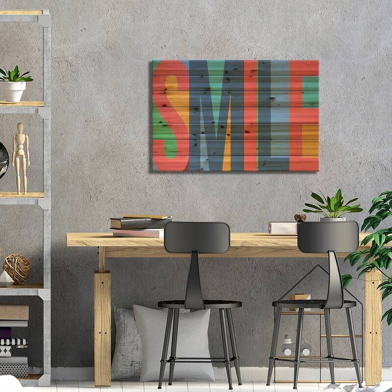 Smile Print On Wood by PI Studio - Multi-Color