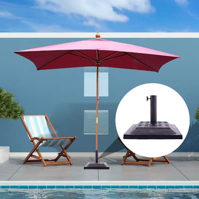 Outsunny 17.5" Square Cast Stone Umbrella Holder Base with Beautiful Decorative Pattern & Easy Setup, Bronze