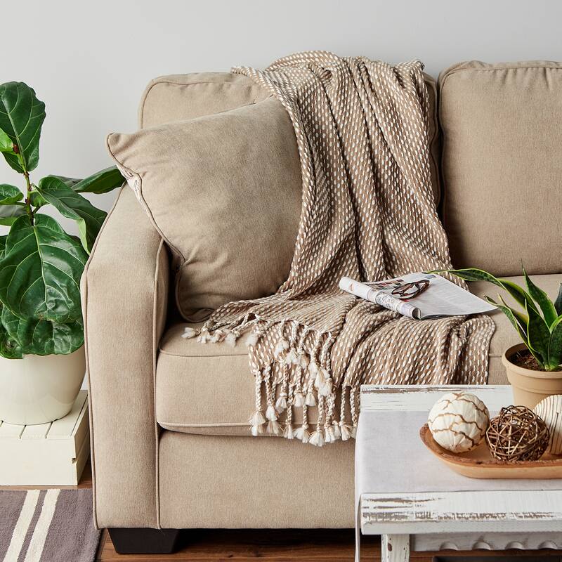 DII Navy & White Textured Acrylic Throw