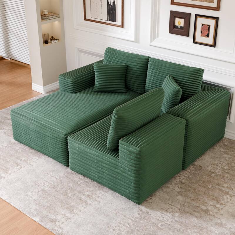 104" Modular Sectional Sofa with L-Shape Chaise Modern Upholstered Cloud Couches with Throw Pillows - 104 in.W x 23.6 in.H