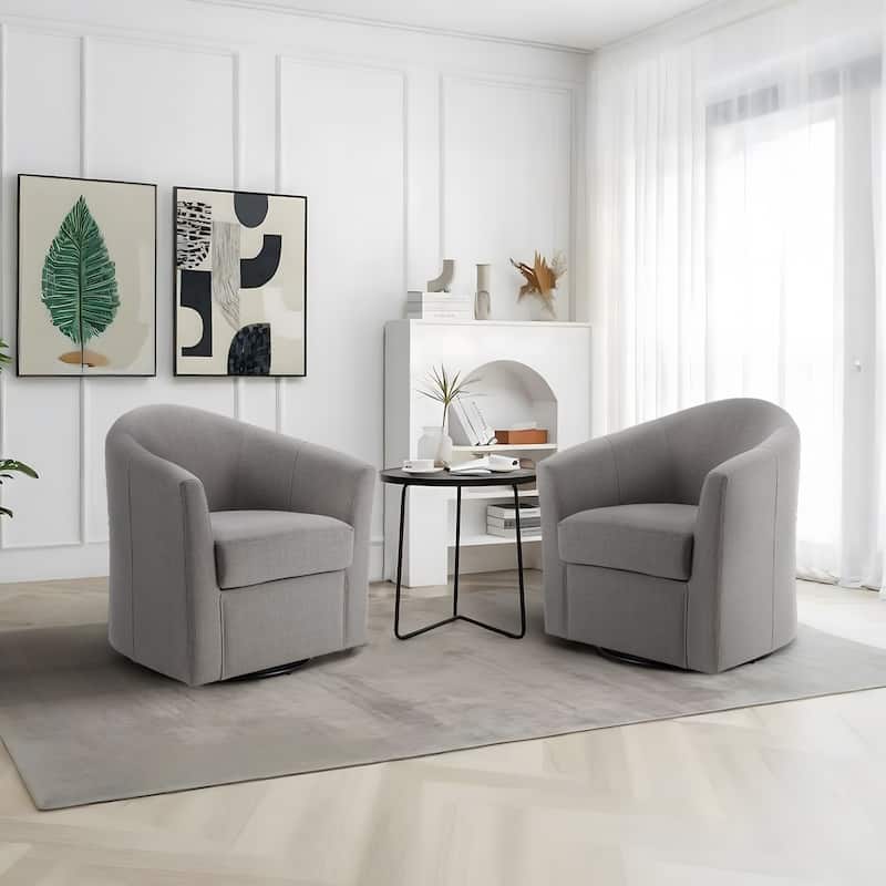 Anna 30"W Swivel Barrel Accent Chair Set of 2