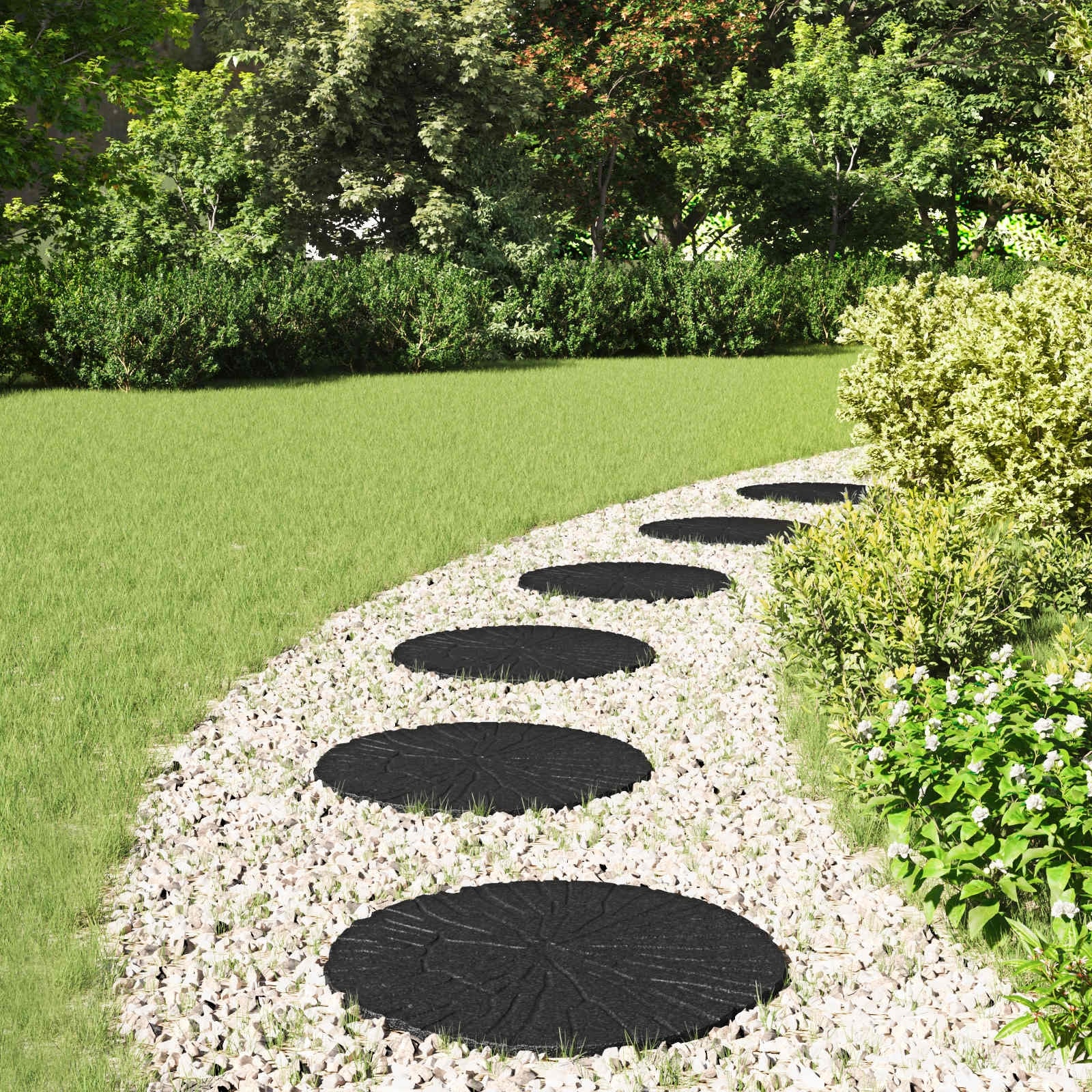 vidaXL Stepping Stone 6 pcs Black Ø 17.72 x 0.71 in Rubber