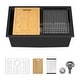 preview thumbnail 12 of 19, Lordear 28" Quartz Composite Undermount Workstation Single Bowl Kitchen Sink with Accessories 19 in.W x 28 in.L x 9.63 in. - Black