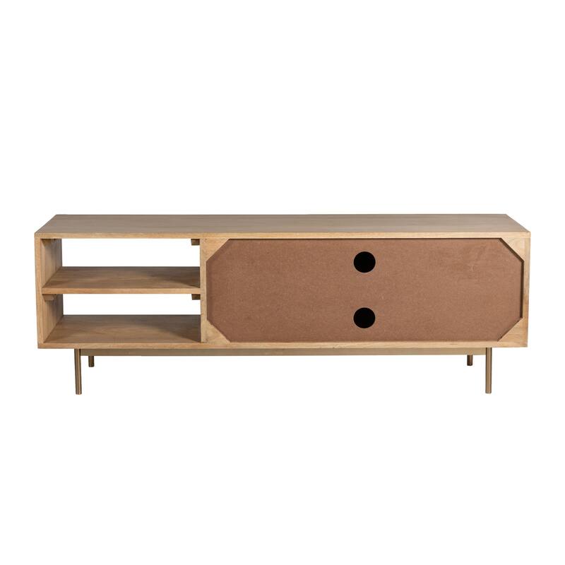 Curtis Solid Wood with Natural Woven Cane TV Stand