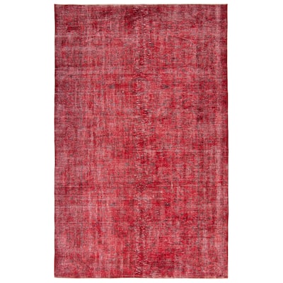 ECARPETGALLERY Hand-knotted Color Transition Dark Red Wool Rug - 5'9 x 9'3