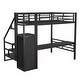 preview thumbnail 12 of 10, Full Size Metal Loft Bed with Desk, Storage Staircase, and Wardrobe, Left/Right Installation Options, Sturdy and Stylish, Black